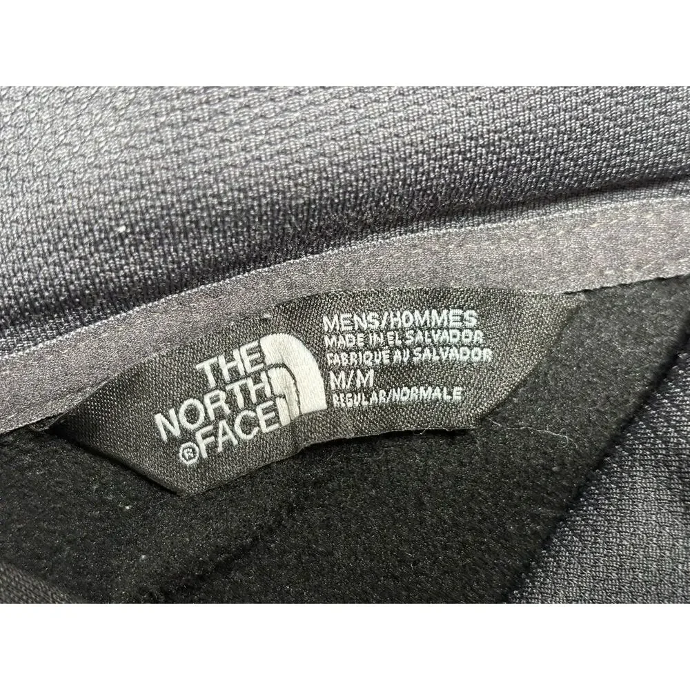 The North Face Hoodie Mens Med Black Gray Logo Fleece Pullover Sweatshirt Warm